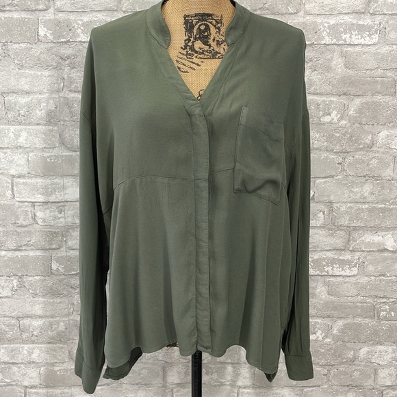 Young Fabulous & Broke Army Green Button Down Shirt - Picture 2 of 8